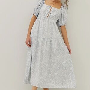 Soft Rayon Blend Toile Print Babydoll Midi Dress.